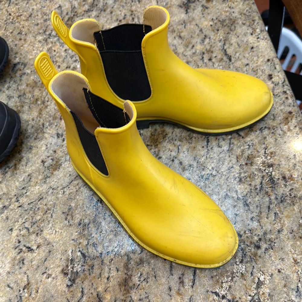 Yellow Rubber Ankle Boots